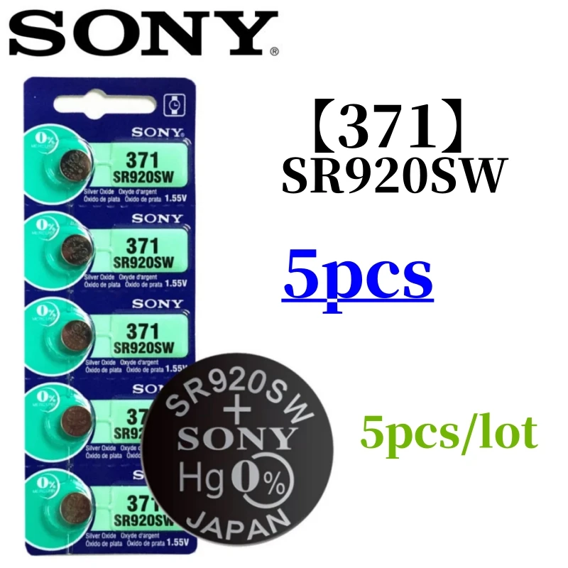 5 قطعة الأصلي لسوني 337 SR416SW 364 SR621SW 371 SR920SW 377 SR626SW 379 SR521SW 395 399 SR927SW Batteria