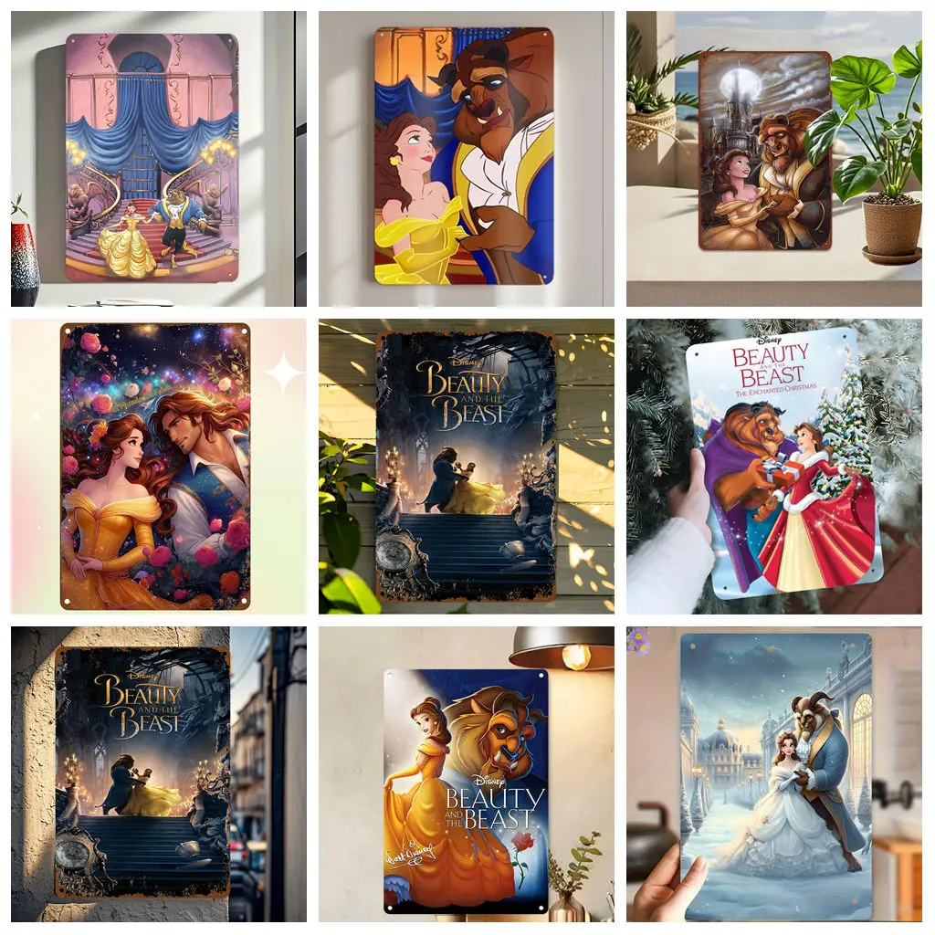 

Miniso Beauty and the Beast Romantic Decor Poster Tin Sign Metal Sign Decorative Plaque for Pub Bar Club Wall Decoration