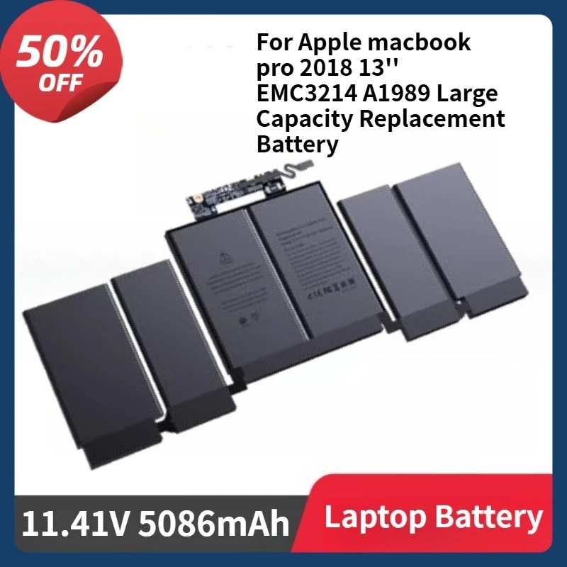 

A1964 Laptop Battery for Apple Macbook Pro 2018 13'' EMC3214 A1989 Large Capacity Replacement Battery 11.4V 5086mAh
