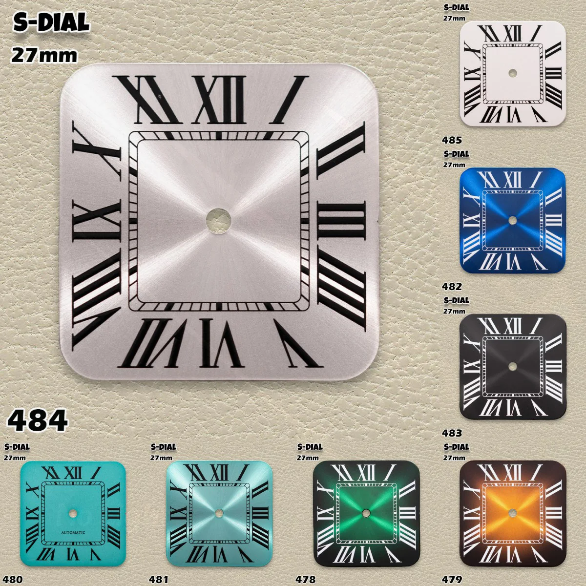 Esfera radiante cuadrada MOD de tamaño pequeño para hombre, 27 mm para NH35/NH36 | Logotipo S - Relojes para Hombre, Accesorios de Modificación de Relojes