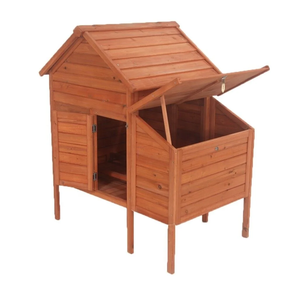 

Raised Fir Wood Pet House & Furniture Chicken Coop Rabbit Hutch Ducks Cage with Comfortable Rabbit Bed for Small Animals Care