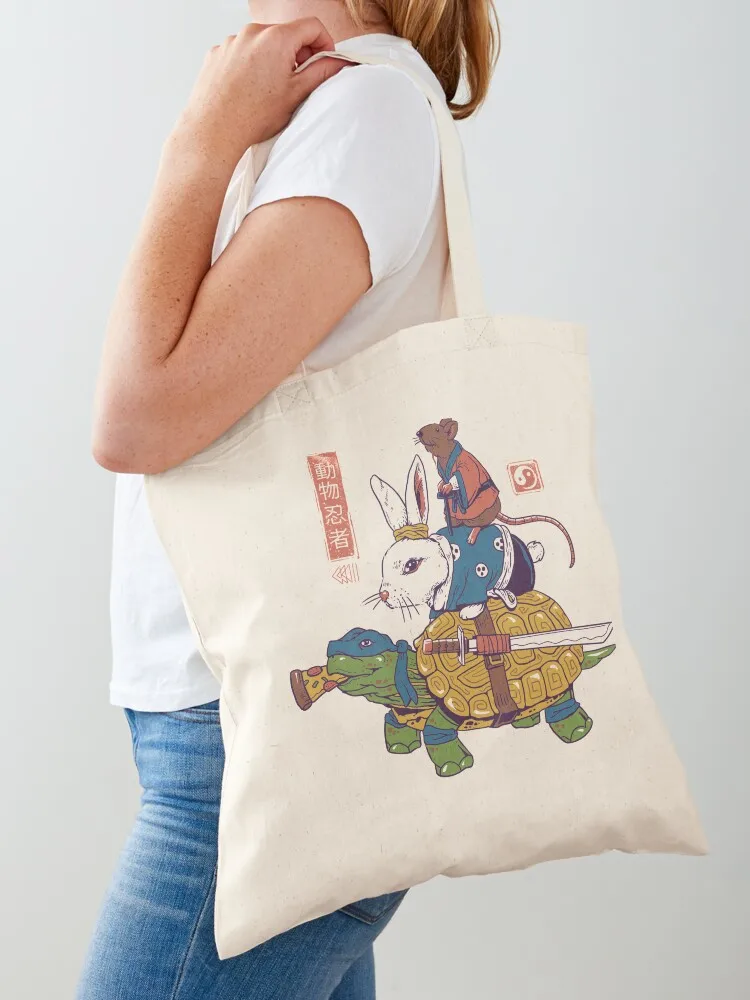 Kame, Usagi, and Ratto Ninjas White Tote Bag sacs de shopping Shopper bag Shopper handbag