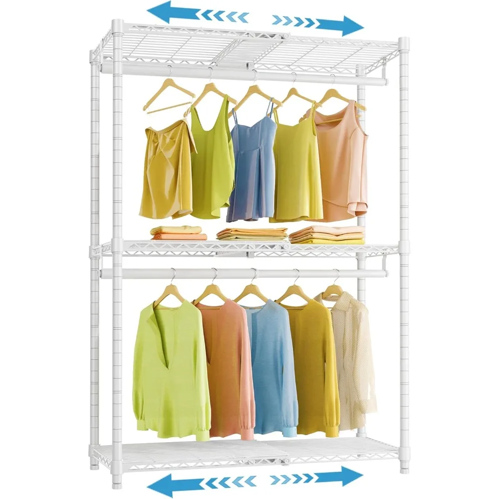 

X1 Expandable Clothes Rack Heavy Duty Adjustable from 2' to 3'5" with Flexible Shelves and Hanger Rods Metal Garment Racks Port