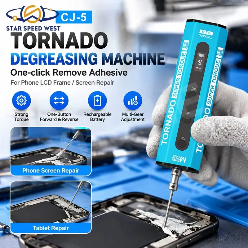MaAnt CJ-5 Tornado Degreasing Machine Wireless 2000mAh Battery 10W High Torque Tool for Mobile Phone Screen Repair Tools Set