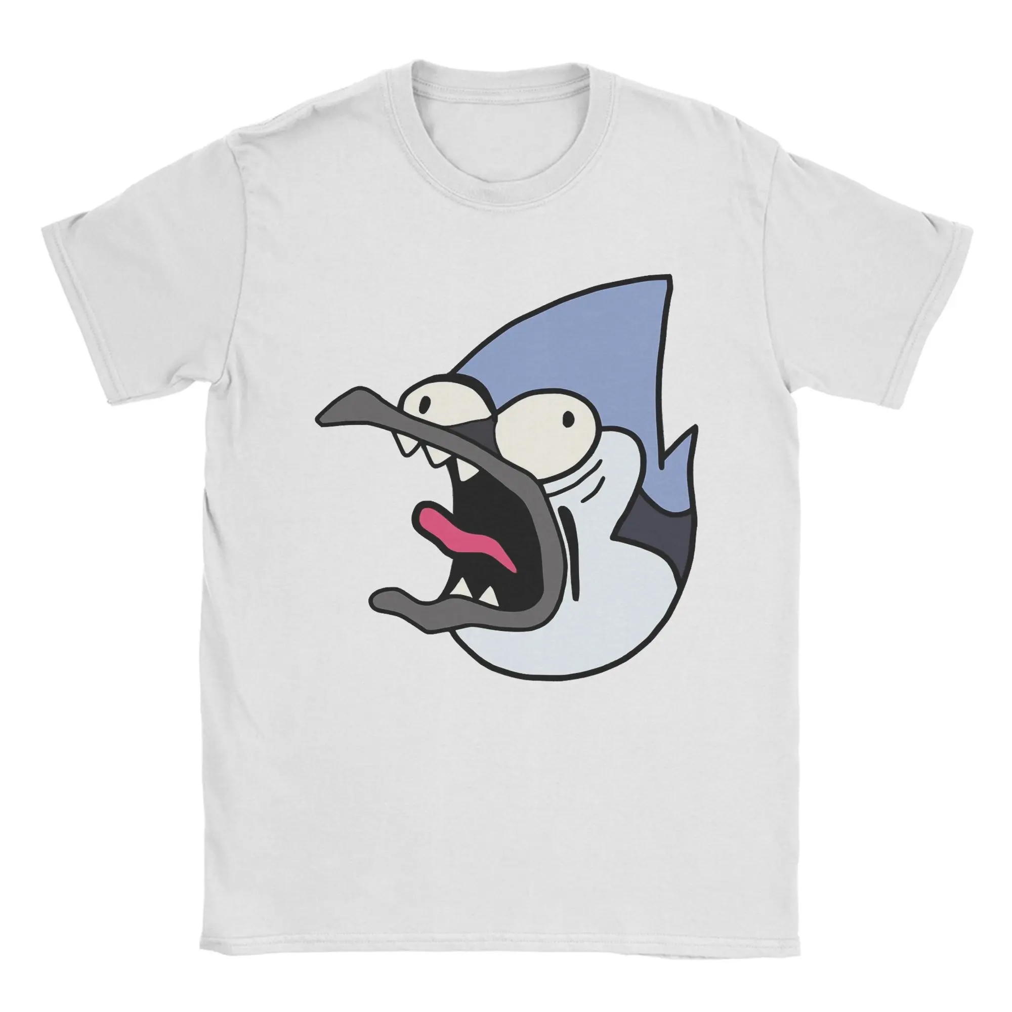 Harajuku Scared mordecai T-Shirt Men Cotton Short Sleeve Regulars Show Crewneck Summer Top Tee