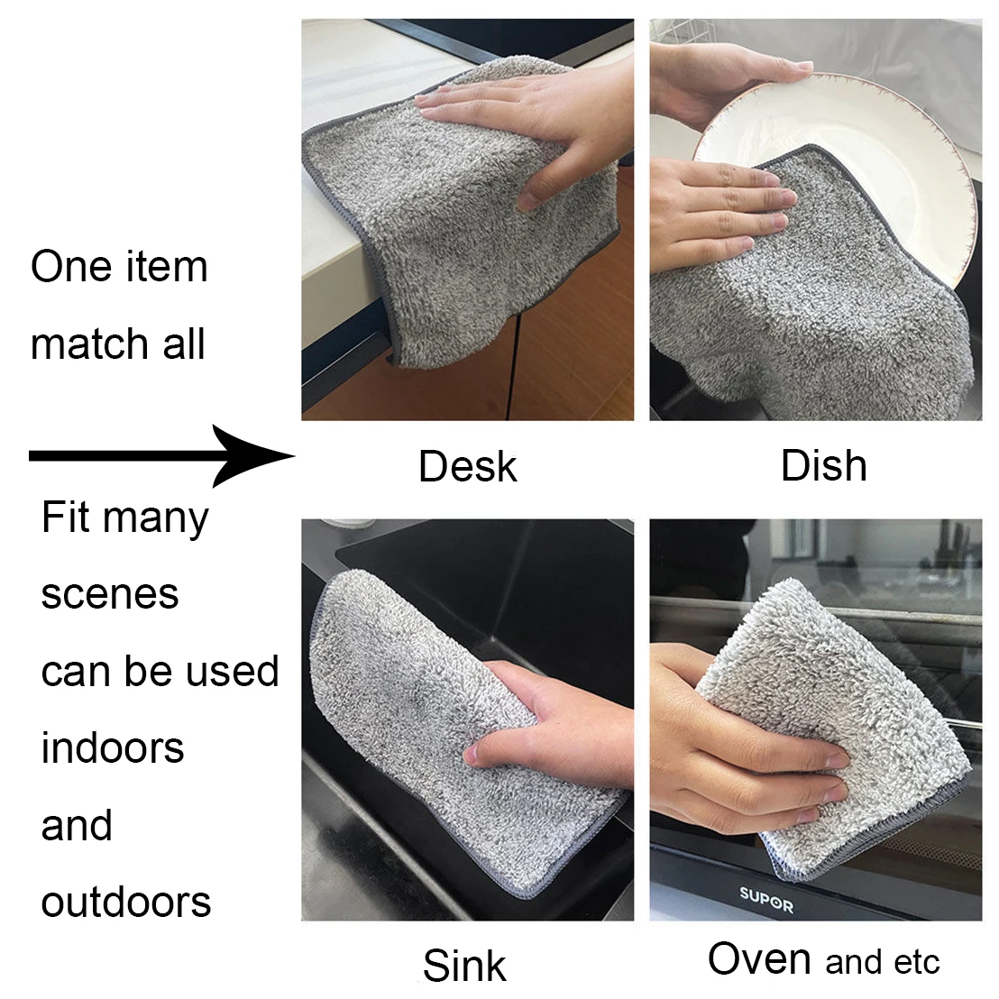 1Pc Kitchen Anti-Grease Efficient Bamboo Charcoal Fiber Wipe Cloth Home Washing Dish Cleaning Towel Rags Knife Fork Wiping Tool