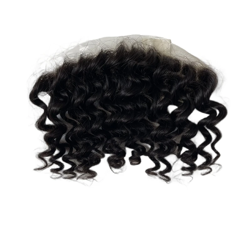 Brazilian Virgin Human Hair Replacement Deep Loose Wave #1b Black 4x18 cm V Loop Hairline for Men