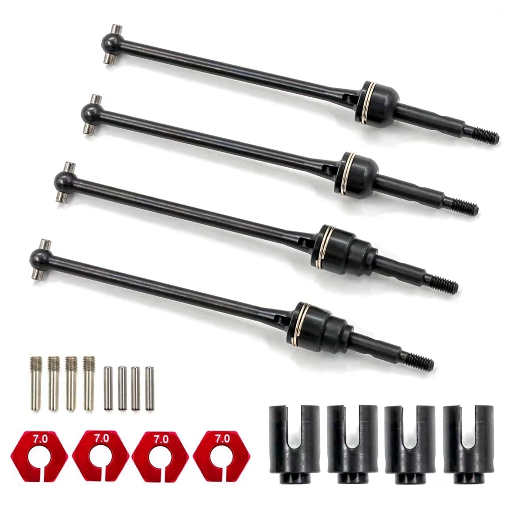 4Pcs Steel Front and Rear Drive Shaft Driveshafts for 1/10 Traxxas Slash Rustler Stampede Hoss VXL 4X4 RC Car