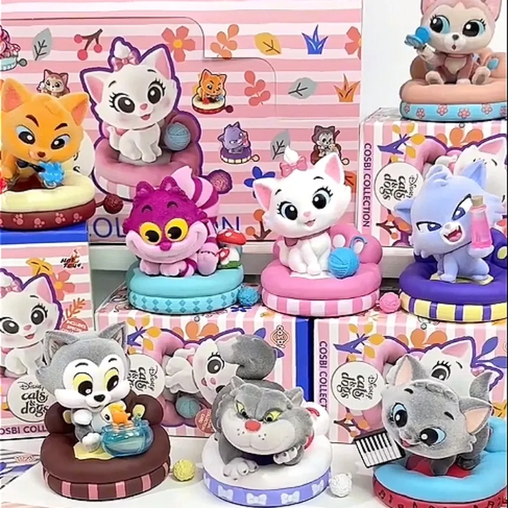 ของเล่นร้อน Disney Cat Party Cosbi กล่องตาบอดของเล่นมินิตุ๊กตา Kawaii การ์ตูน Cat Surprise ของขวัญโต๊ะเครื่องประดับ Mystery Box Collection