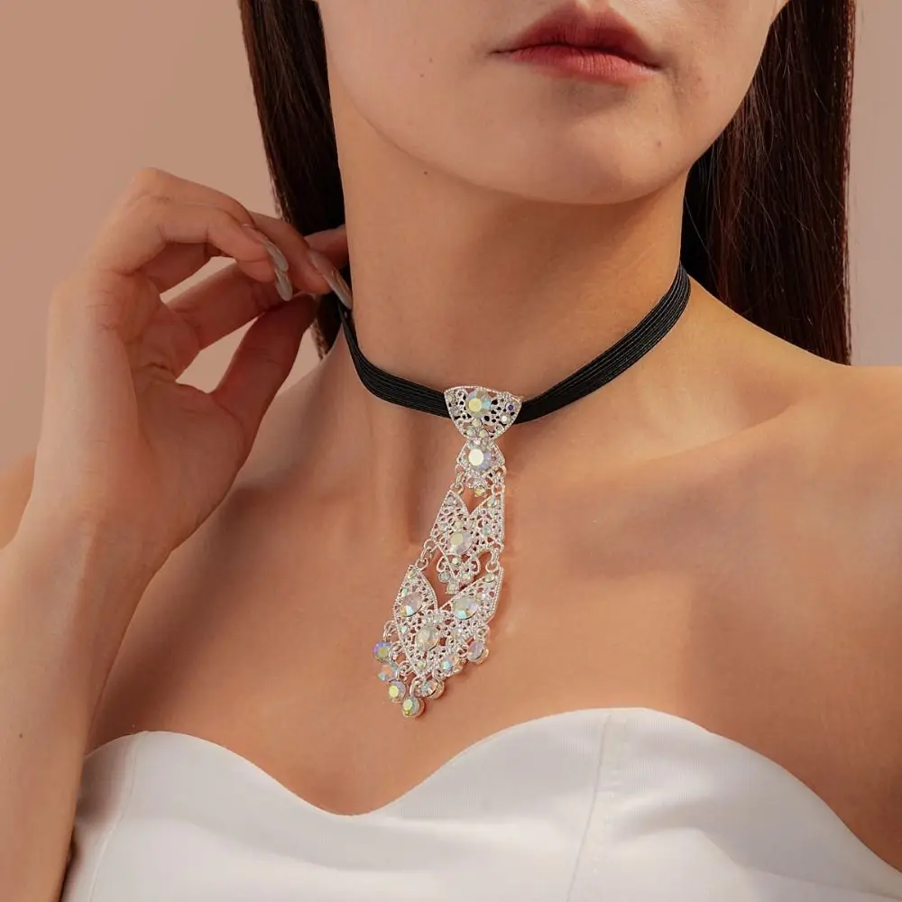 

Регулируемый галстук со стразами, роскошный джентльменский стиль, деловые галстуки, аксессуары для костюма, галстук с кисточками и кристаллами, деловой костюм