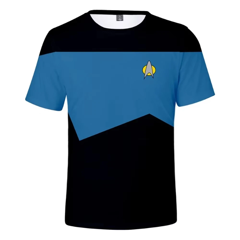 Unisex Casual Star Trek Voyager Uniform Print T-Shirt Kurzarm Trekkie Cosplay Streetwear Mode Top Sci-Fi Thema für Kinder – Detail 5