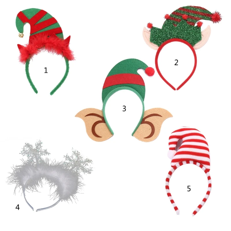 Fascia per orecchie da elfo Natale per bambini Fascia per cappello Natale Fascia per capelli da elfo Natale con per