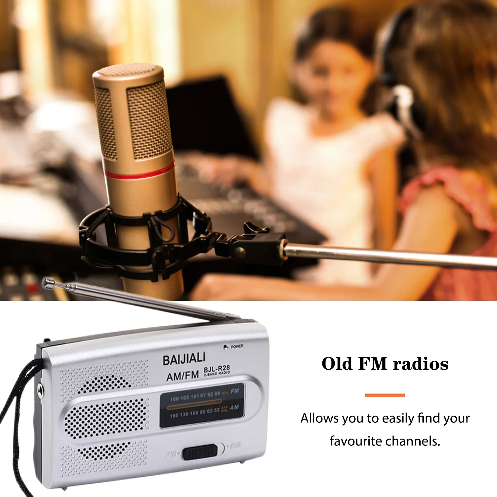 Rádio vintage am/fm, digital, portátil, ondas curtas/longas, função de memória, alimentado por bateria, alto-falante embutido para ambientes externos