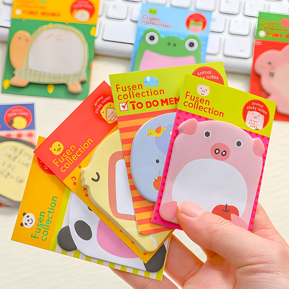 Cute Animal Sticky Notes Small Panda Cat Memo Pad Bunny Pig Funny Kawai Post Notepad Tab Girl Kids Estetyczne naklejki papiernicze