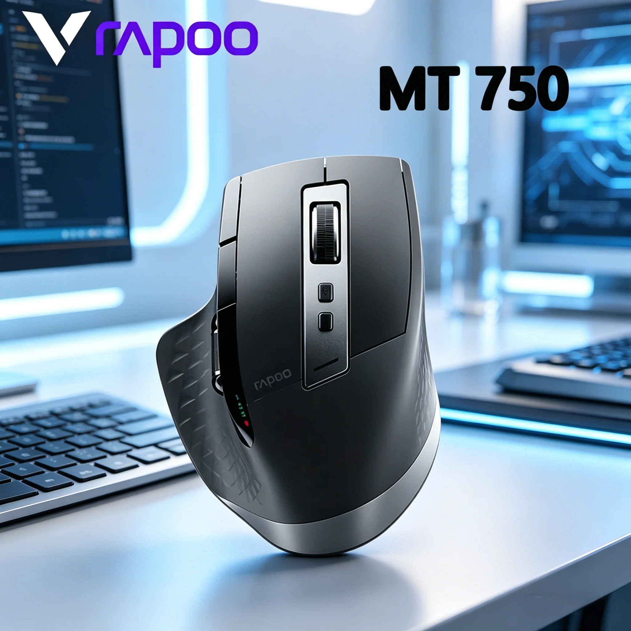4.0 Multi-mode RAPOO MT750 Rechargeable Laser Wireless Bluetooth Mouse Large Hand Business Gaming Office