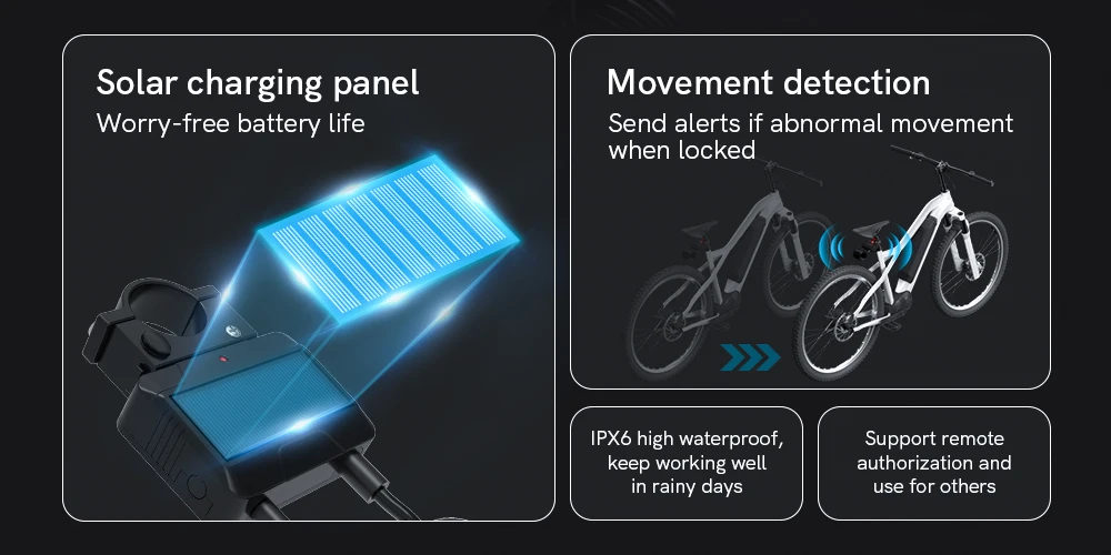 CE FCC IP66 700mAh batería de polímero de litio Solar carga automática bicicleta Cable de acero bloqueo con aplicación sistema de bloqueo de Cable para bicicleta