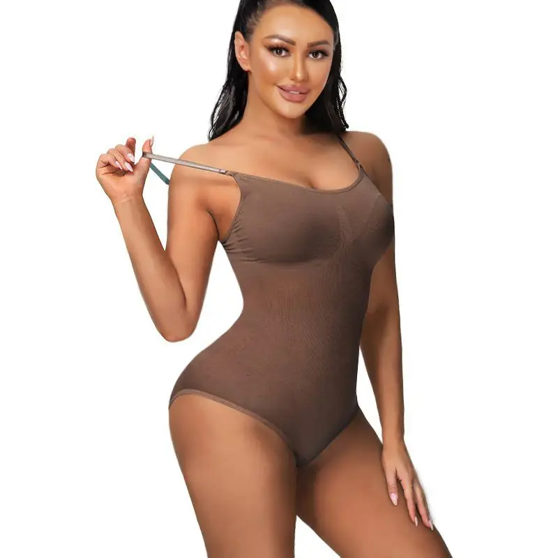 

Straps Tank Top Tummy Control BodySuits Seamless Sculpting Thong Body Shaper Running Fitness Shapewear High Elastic BodySuits