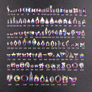 40Pcs Crystal AB Rhinestone In Grids Multi Shape Flat- Back Nail Art Rhinestone Gem
