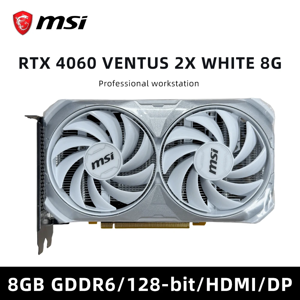 

MSI GeForce RTX 4060 VENTUS 2X WHITE OC GDDR6 128-bit PCIe 4.0 Dual Fan HDMI DP Ray Tracing DLSS 3 Graphics Card