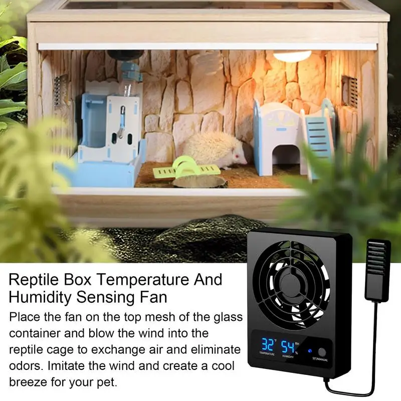 Ventilation Fan For Reptile Enclosure Smart Cooling Fan With LED Display Strong Wind Low Noise For Amphibians Reptiles Snakes