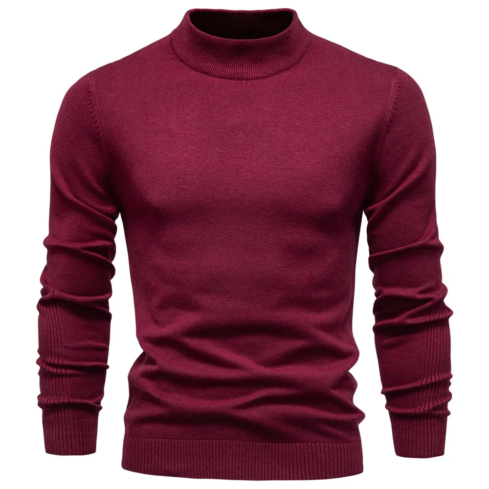 

Men's Solid Color Turtleneck Sweater, Classic Knit Pullover for Fall and Winter. Soft and Comfortable High-Neck Top.