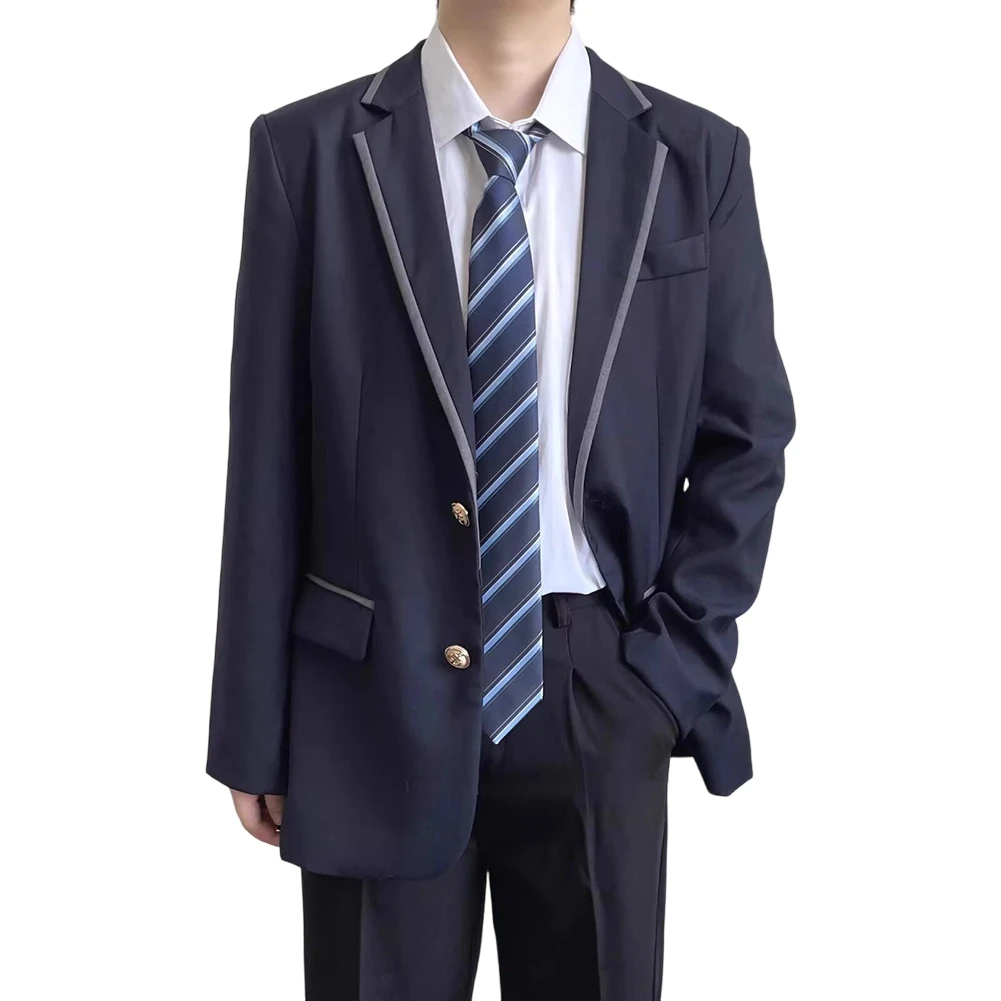 Spring Autumn Men Suit Men Suit Long Sleeve Outerwear College Style Blazer Casual Daily Solid Color Pattern Button Closure