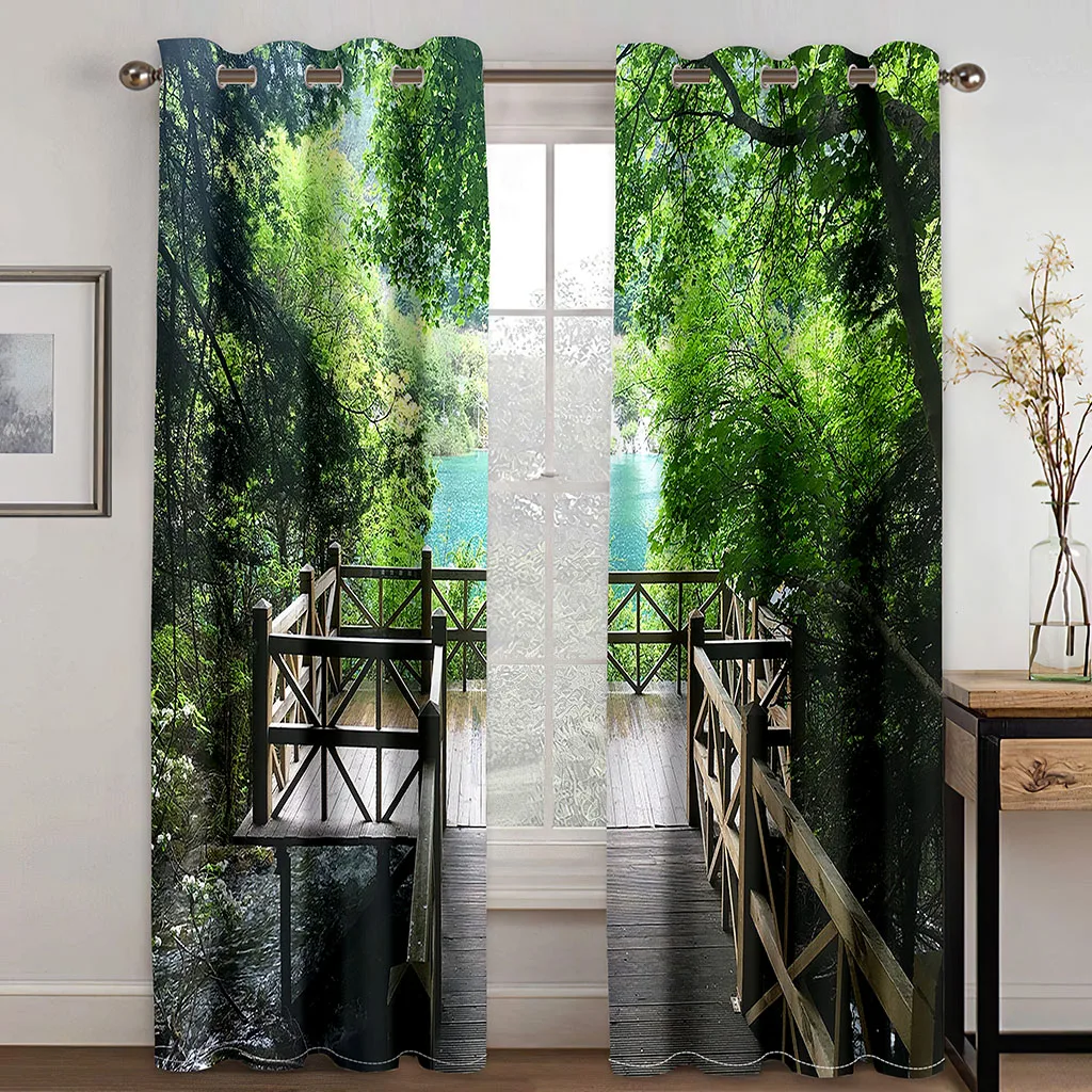 Home Rose Plants Natural Scenery Printed Curtains Bedroom Shading Fabrics Custom Decorative Curtains with Hook Accessories