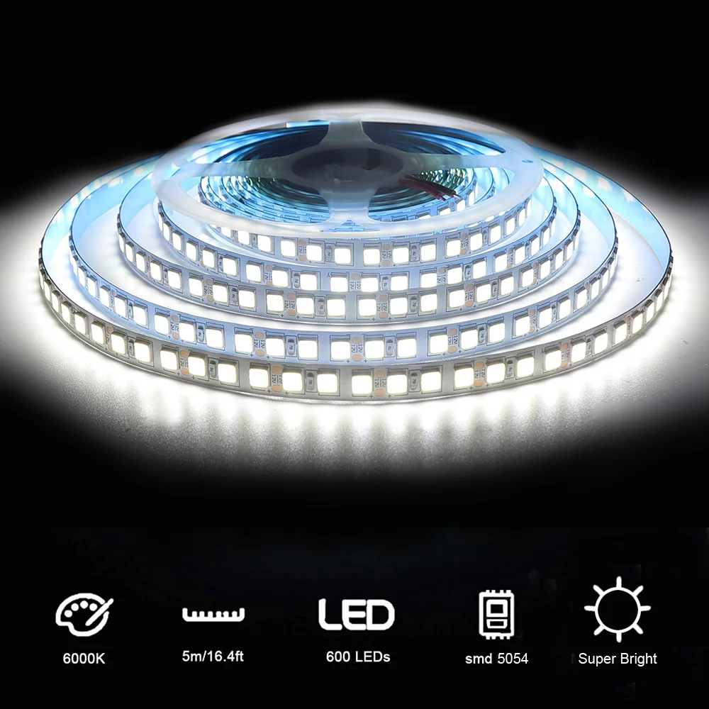 Super Bright LED Strip Light 12V 24V 5m 10m 15m 20m 50m SMD 5054 120LED/m IP65 Waterproof Flexible Tape LED Ribbon 9 Colors