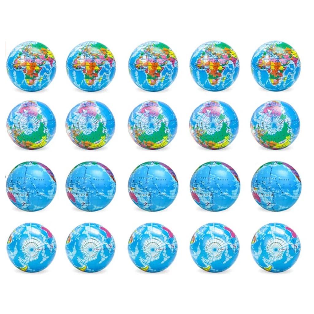 12 Stück Mini-Erdkugel, Fingerübungsball, PU-Kugel zum Drücken, Lernspielzeug, Schaumstoff-Druckball, Geschenk für Jungen und Mädchen – Detail 7