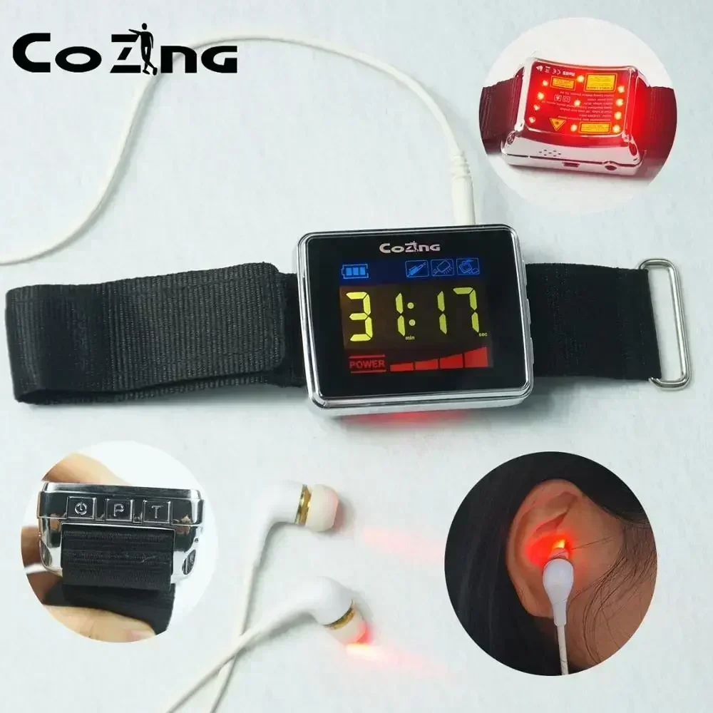 Reloj de pulsera de fisioterapia láser de 650nm, reloj de terapia láser Semiconductor de luz roja de 11 agujeros, terapia de Tinnitus para hipertensión y Diabetes