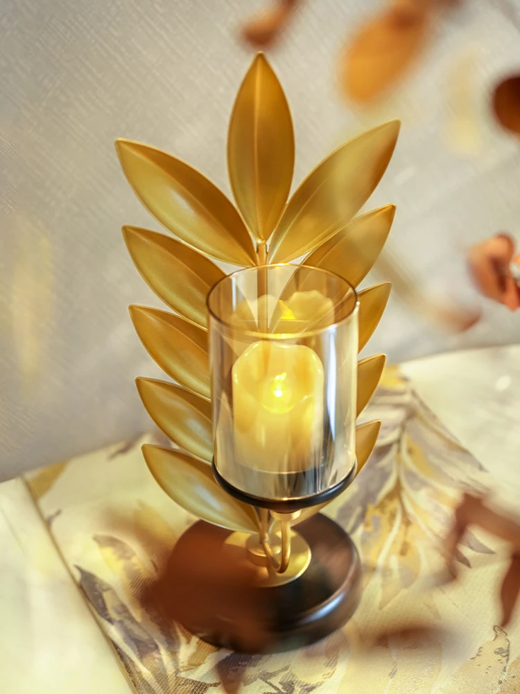 Golden wheat ear candle candlestick ornaments Candlelight dinner atmosphere decorations