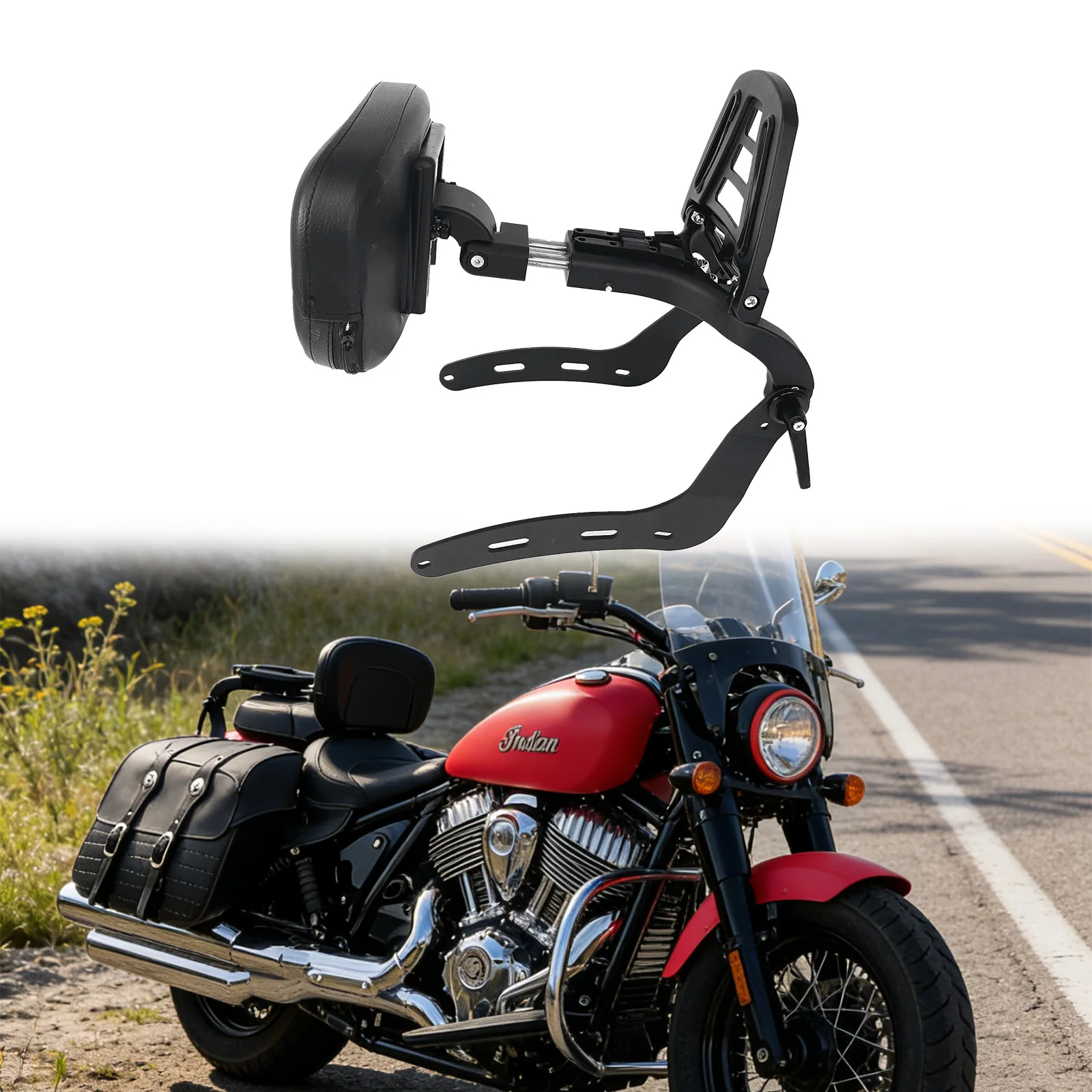 Regulowane oparcie motocyklowe Sissy Bar do Indian 2026 Super Chief Limited Chief Bobber Dark Horse Sport Chief RT 2021-2025