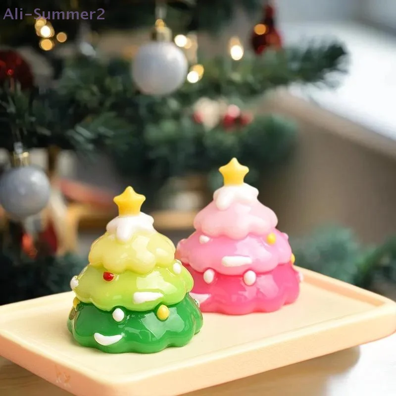 {Summer2} 5 peças mini cor gradiente árvore de natal bolo comida jogar creme cola diy widgets de resina decoração de cena de natal