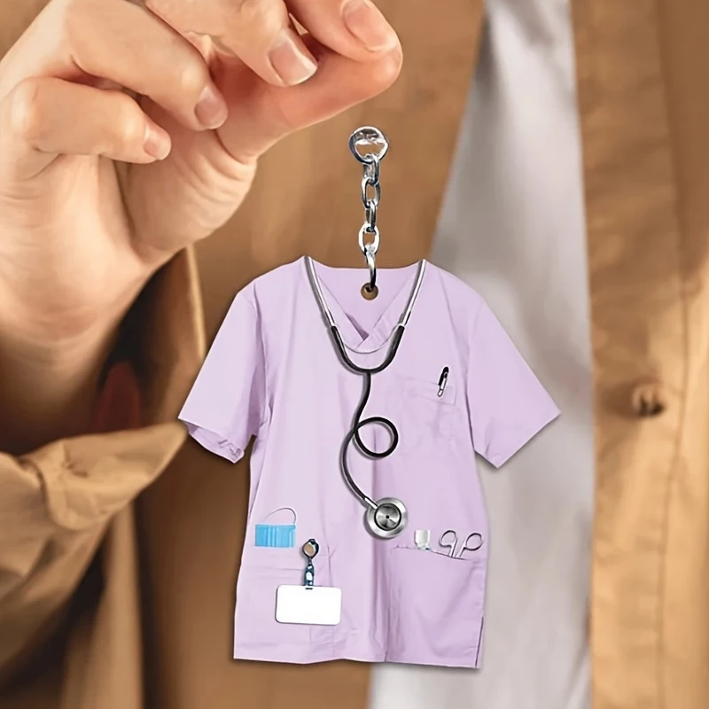 شيك طبيب الأسنان زي قلادة المفاتيح الطبيب تحت عنوان 2D شقة الاكريليك حلية سحر شنقا الديكور لحقائب السيارات هدية احتفالية #4