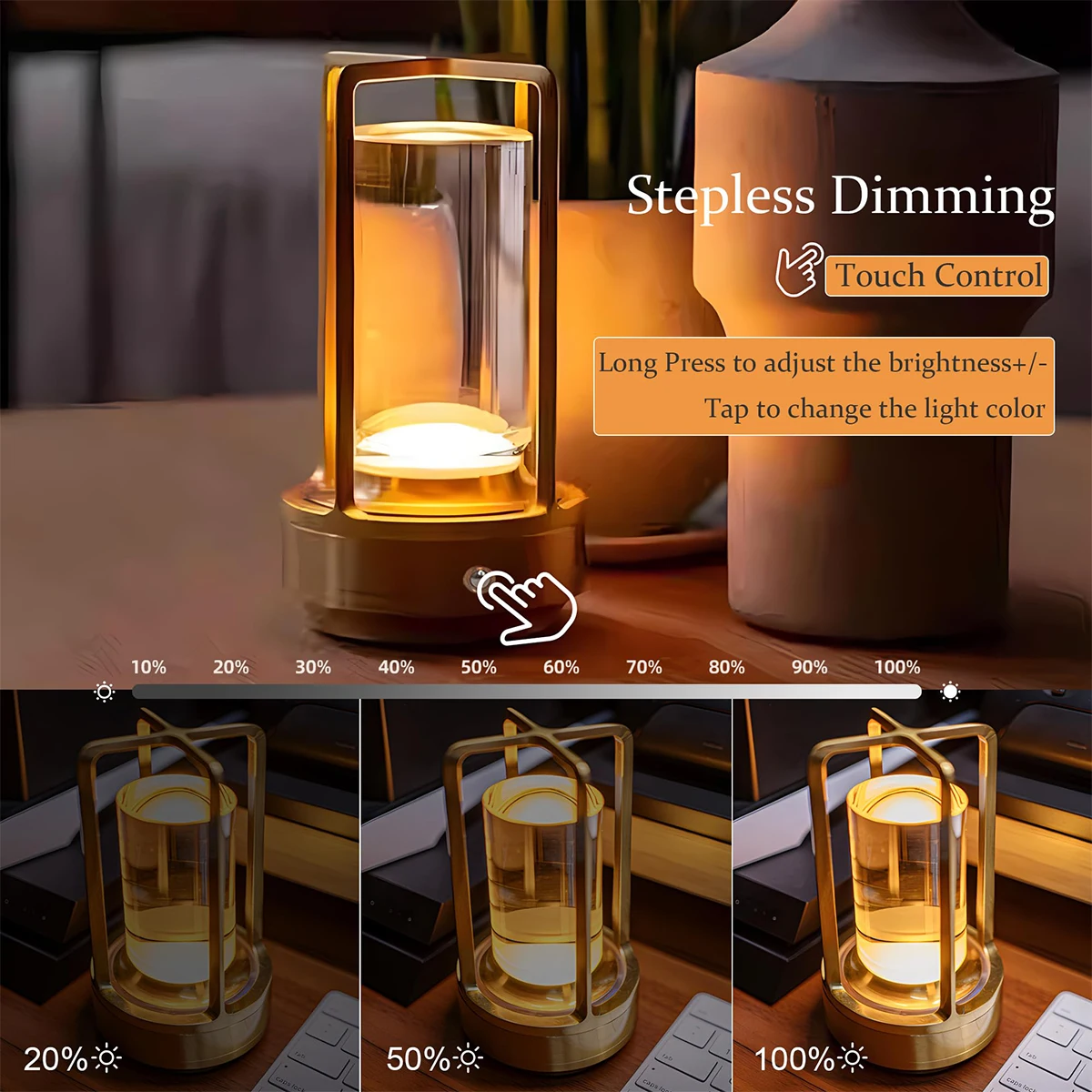 Led Touch Night Table Lamp Indoor Plastic Light Rechargeable Touch-sensor-desktop Lights Restaurant-creative Decorative Wireless