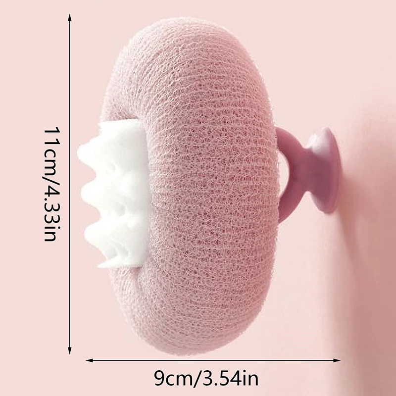 Toalla de baño exfoliante, Bola de baño de masaje con cepillo de ventosa, toallita de baño, frotar la espalda, cepillo de baño de barro, esponja, suministros de baño