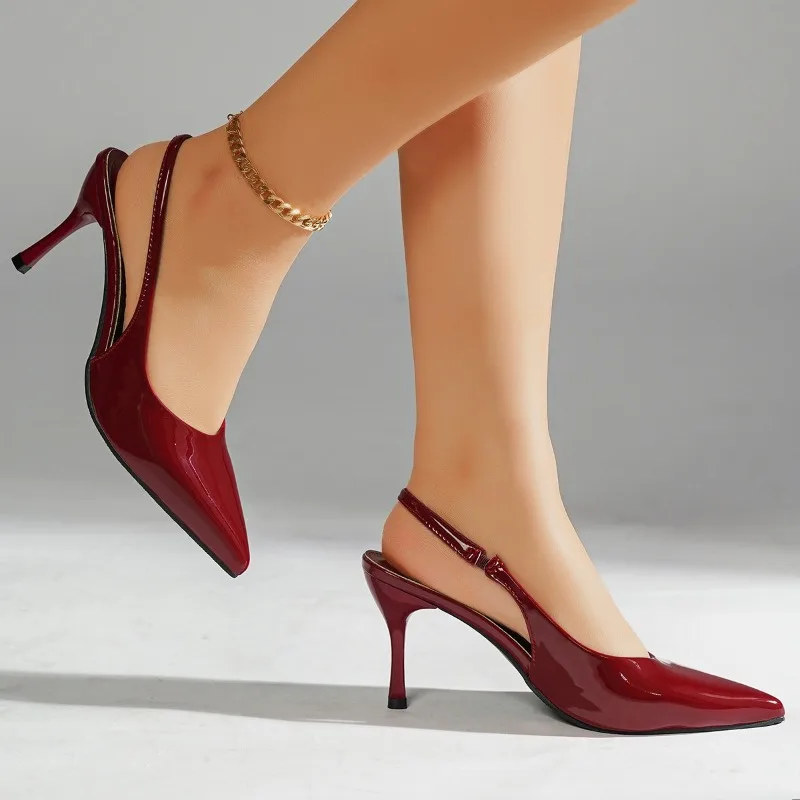 

2026 New Summer Pointed Toe Women Sandals Fashion Singbacks Mules Shoes Ladies Elegant High Heel Stripper Party Sandalias