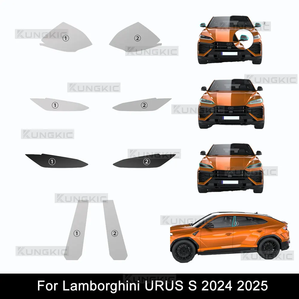 

Для Lamborghini URUS S 2024 2025 фара заднего вида B C стойки PPF прозрачная дымчатая черная наклейка аксессуары из ТПУ