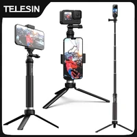 TELESIN para GoPro Selfie Stick 360 °   Trípode plegable con rotación, soporte para teléfono, monopié de aleación de aluminio para teléfono inteligente DJI Insta360