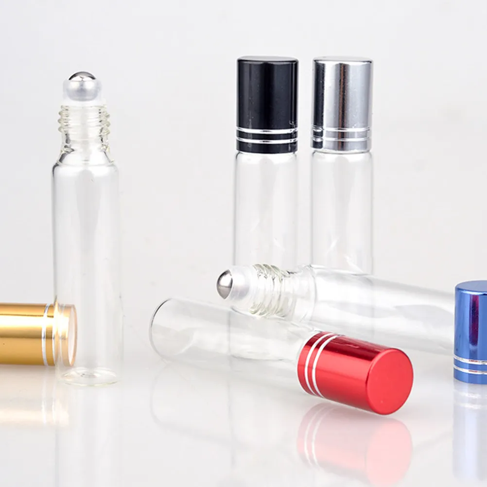 5Pcs Essential Oil Roller Bottles Glass Empty Bottle 10Ml Leakproof Refillable Subpackaging Bottle Travel Use Multiple Colors view 6