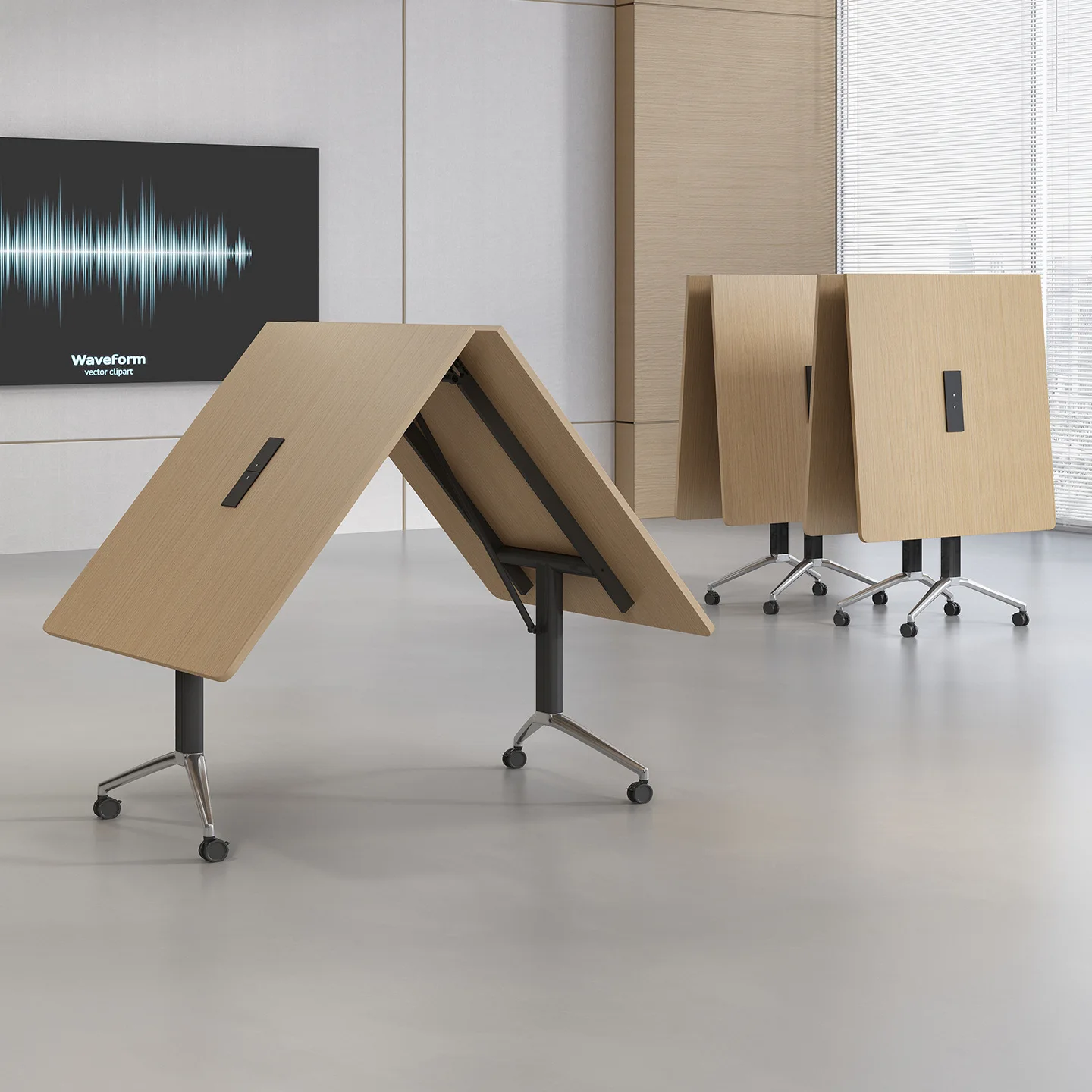 Folding Training Table Movable Splicing Conference Table Multifunctional Office Desk Retractable Long Table