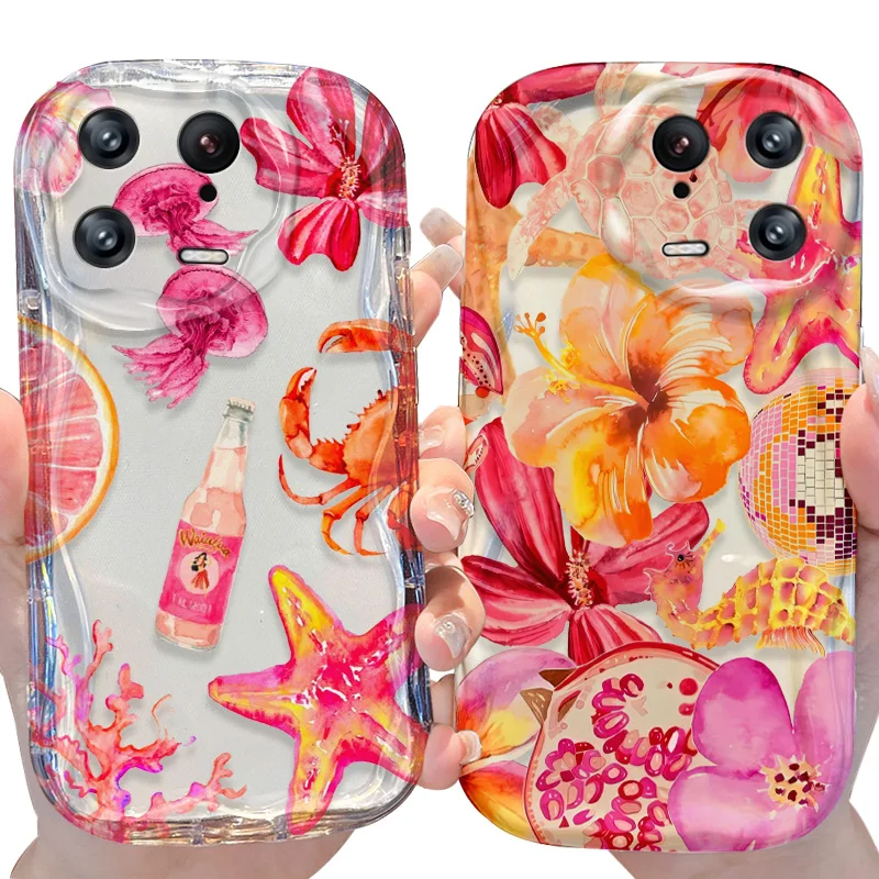 Funda de onda de fondo marino para Xiaomi Mi 15 14 Ultra 14T 13 Lite 12 Pro 12S 12X 11i 5G POCO X7 X6 X5 X4 GT X3 NFC F6 F5 F3 M6 Plus