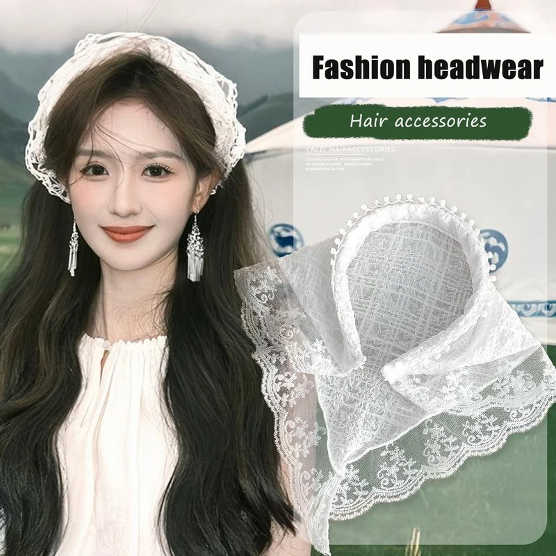 

GEMVIE 2PCS Fashion Lace Triangular Hairband for Women Girls Lace Headscarf Hairhoop Pastoral Hair Accessories