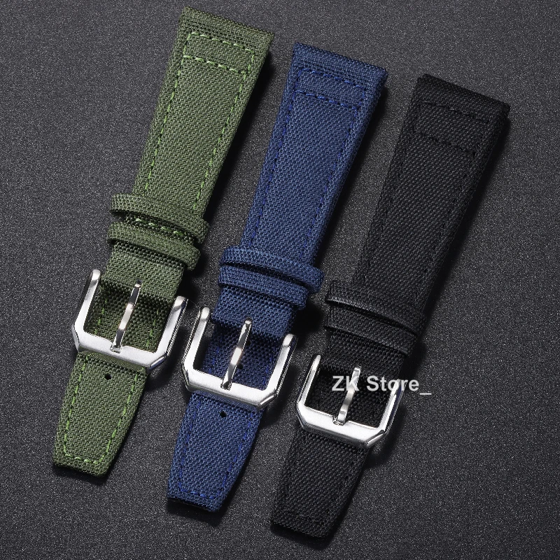 Nylon Canvas Genuine Leather Watch Straps 20mm 21mm 22mm for IWC PILOT Replacement Bracelet Bands for Men Cowhide Wrist Belts