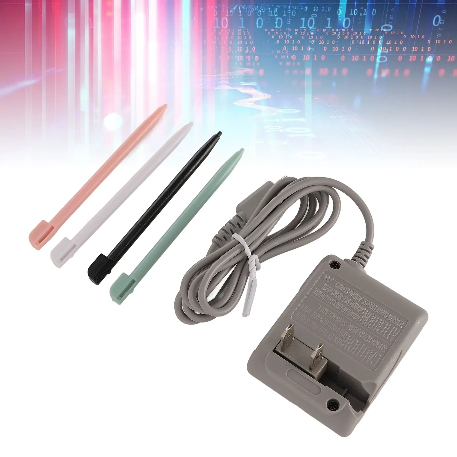 AC Power Adapter Charger with 4 Stylus Pen Accurate Control High Sensitivity Safe Wall Travel Charger for DS Lite