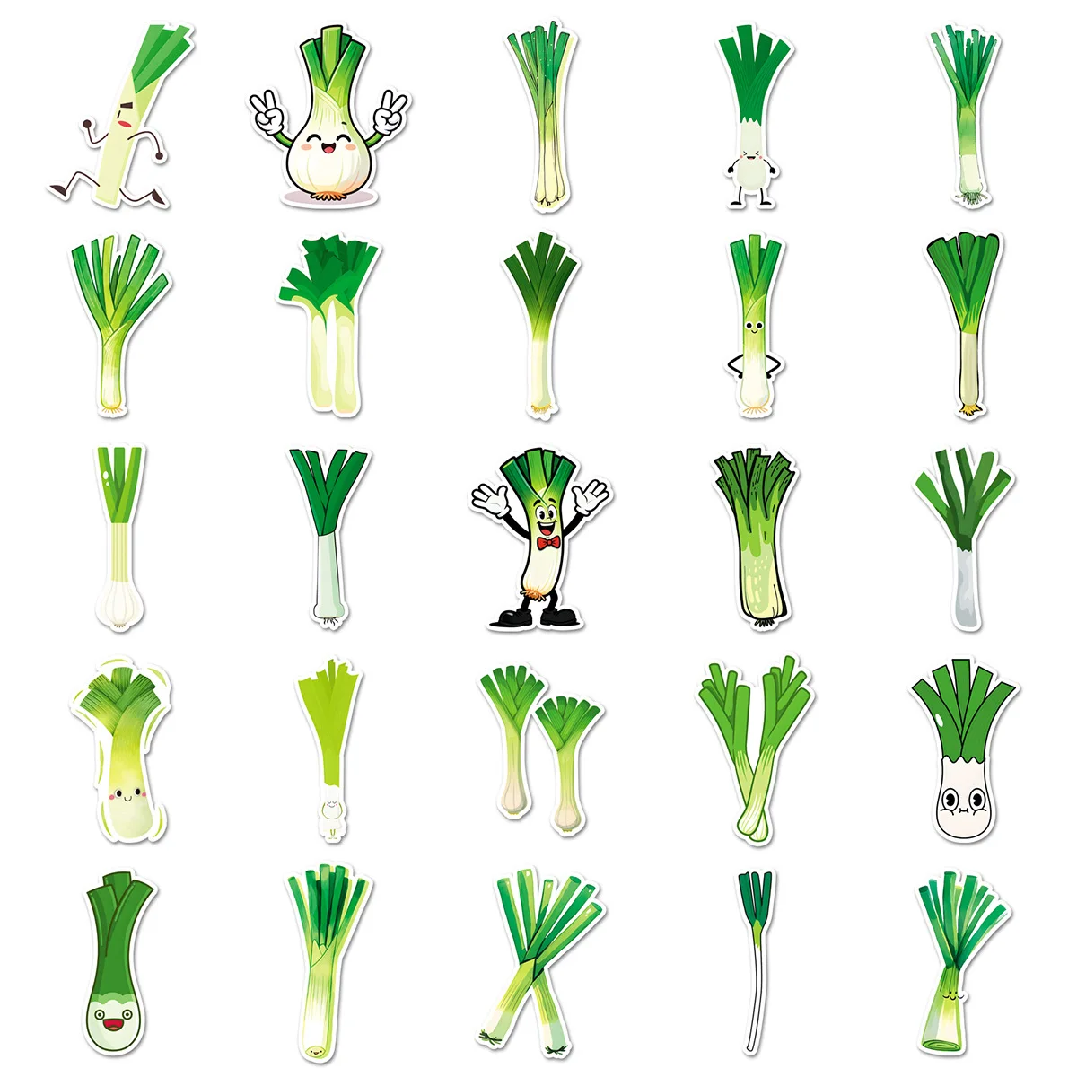 50PCS 파 스티커 그린 야채 만화 데칼 노트북 전화기 기타 컵 스케이트보드 방수 스티커 어린이 장난감
