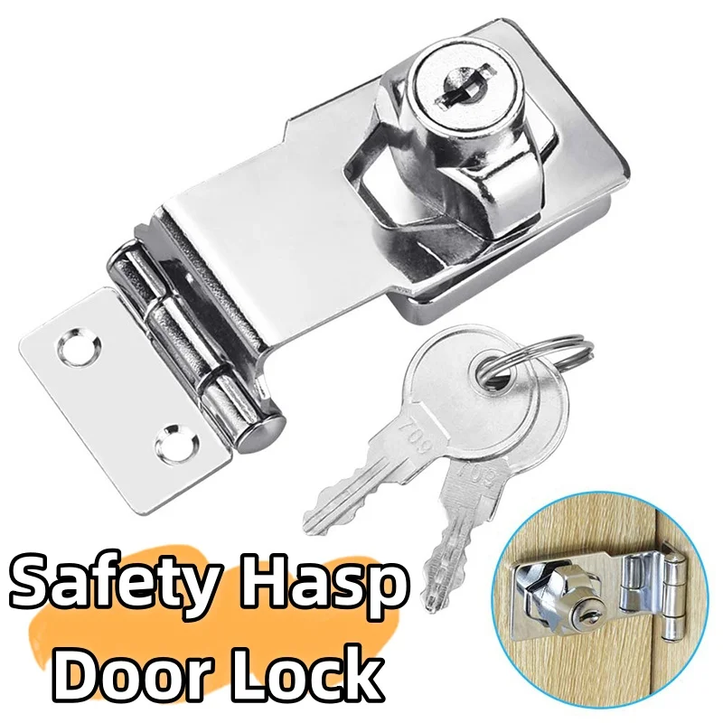 Shed Gate Latch Stainless Steel Drawer Padlock Hasp Door Clasp Lock Home Burglar-proof Bolt Door Buckle Screws Safety Padlock