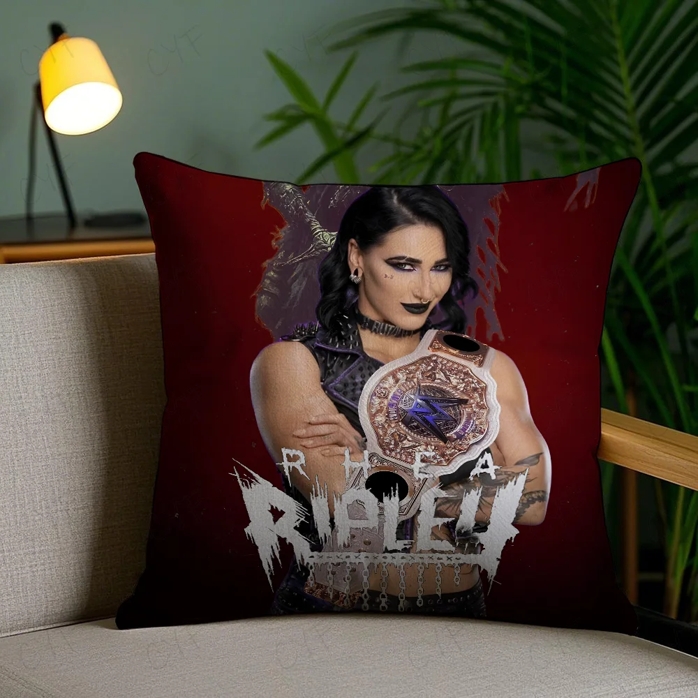 المصارعة R-Rhea R-Ripley كيس وسادة مكافحة الغبار المخدة غير مرئية سستة حريري قصير أفخم غطاء وسادة أريكة #3