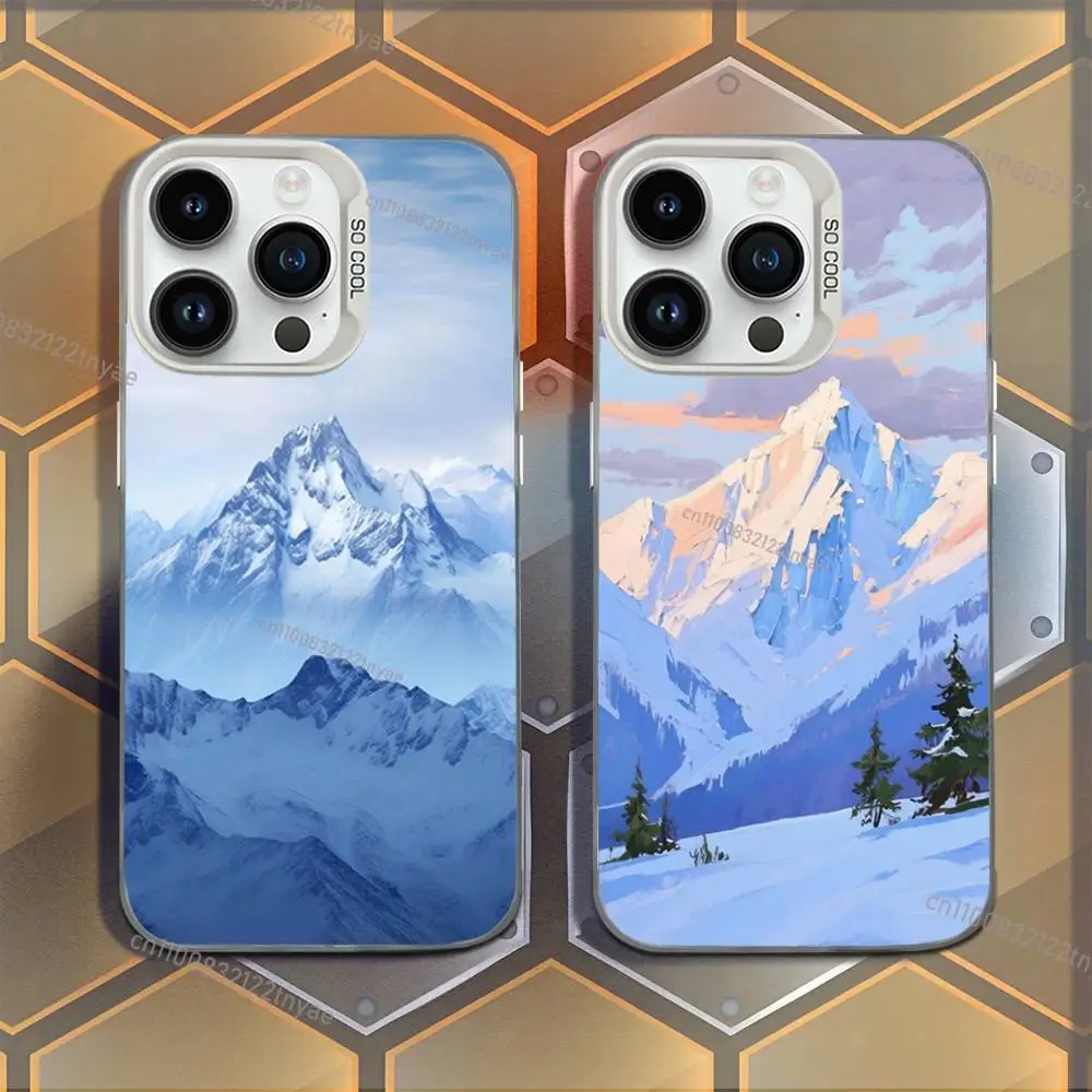 

Natural Scenery Snow Mountain Phone Case For iPhone 17,16,15,14,13,12,11,Mini,Pro,E,MAX White Candy Matte Shockproof Cover