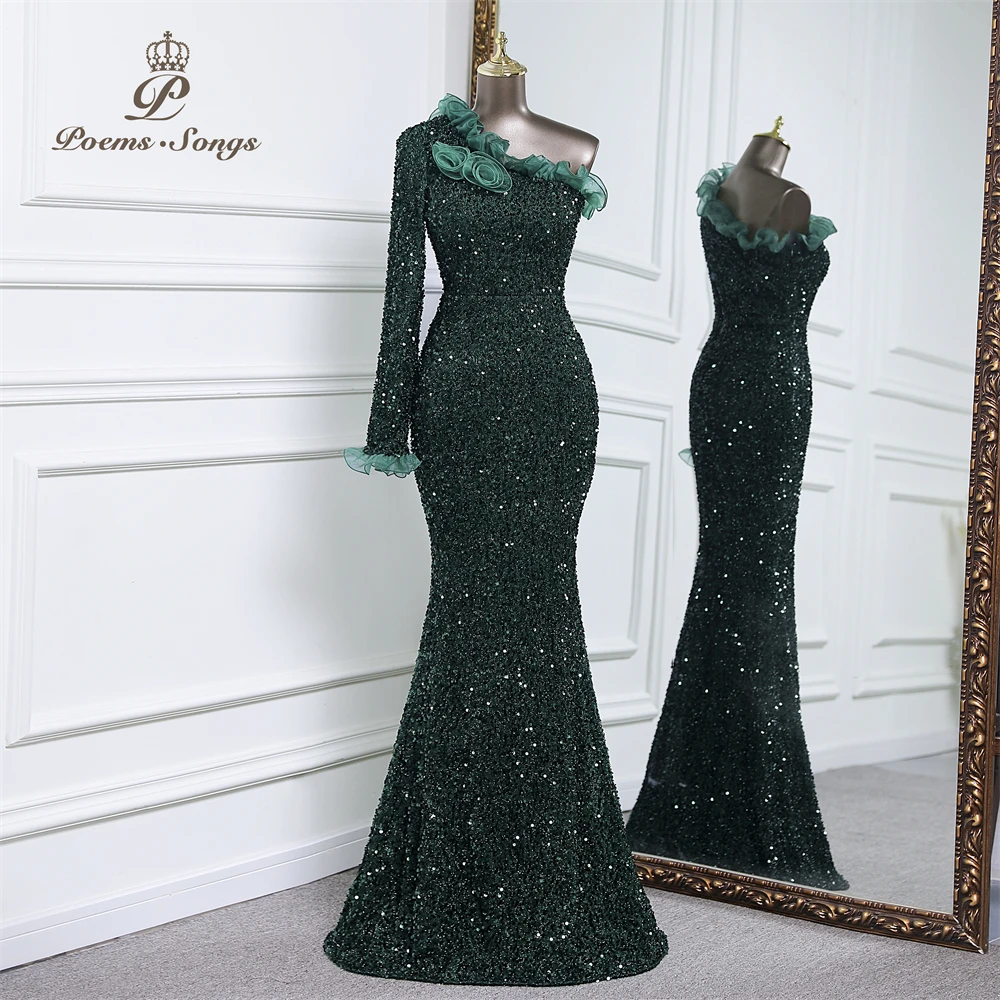 

Women's evening dress Sexy One-Shoulder green Evening gowns bridal dress Ceremony dress bridesmaid dress maxi dress Dresses gala